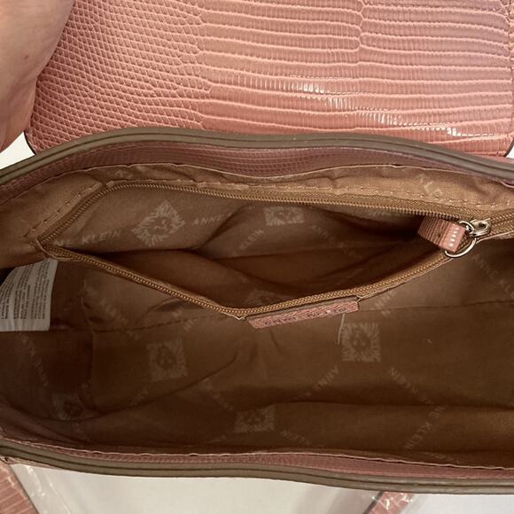 Anne Klein PU Satchel Purse Pocketbook Dusty Rose Carry Handle & Shoulder Strap - Picture 7 of 10
